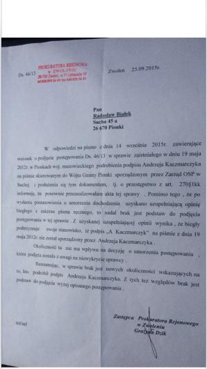 Czy rozrzucający obornik Andrzej Kaczmarczyk rządzi Prezesem Sądu Okręgowego w Radomiu Stanisławem Jaźwińskim? Czy dziś sędzia Andrzej Łyś uzna prawdę, że podpis rolnika, który nie ma palców sfałszowała jego sołtys Beata Warchoł?