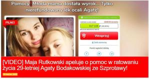 [VIDEO] Wielki sukces Mai Rutkowski! Cała kwota na leczenie 29-letniej Agaty Bodakowskiej ze Szprotawy czyli 1 236 204 zł - uzbierana!